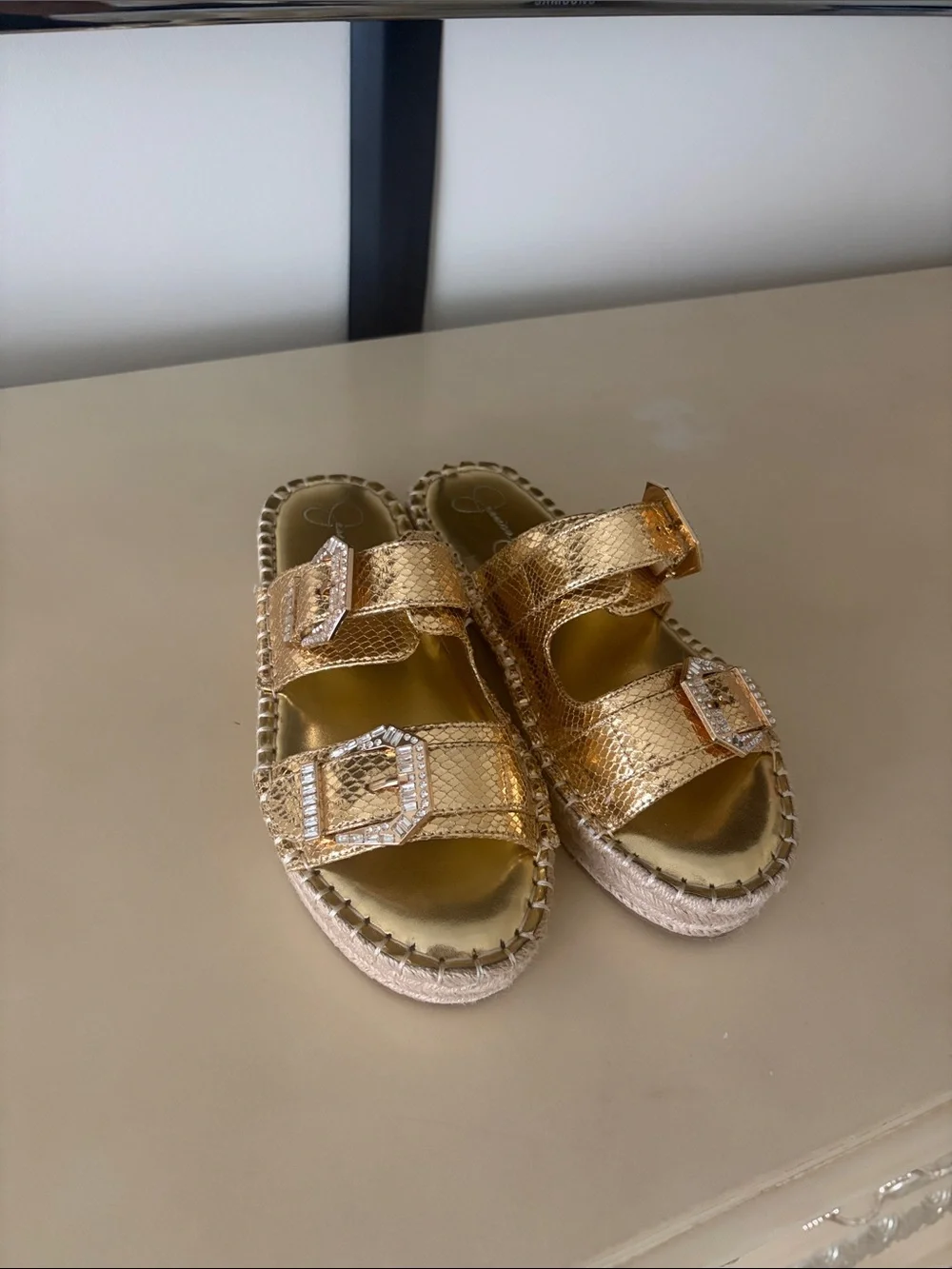 Gold Metallic Jessica Simpson slide
